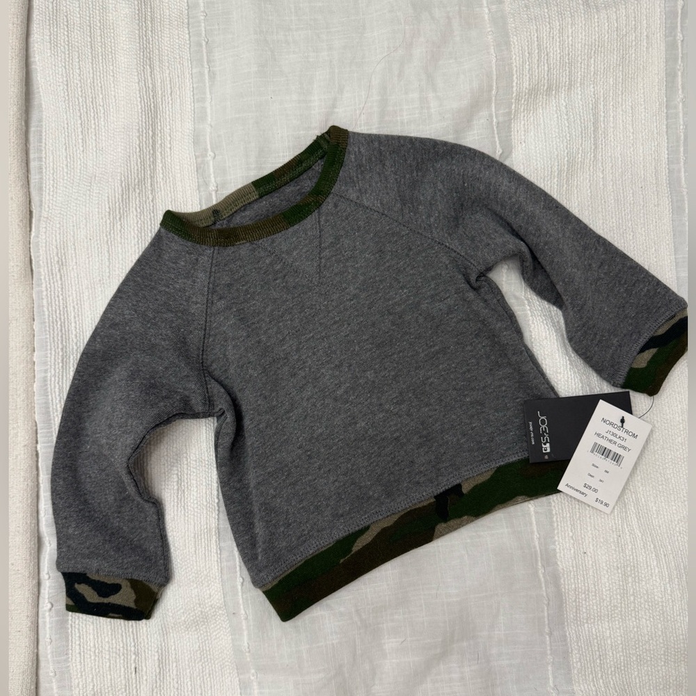 Joe's Jeans Gray Sweater with Camouflage Accents